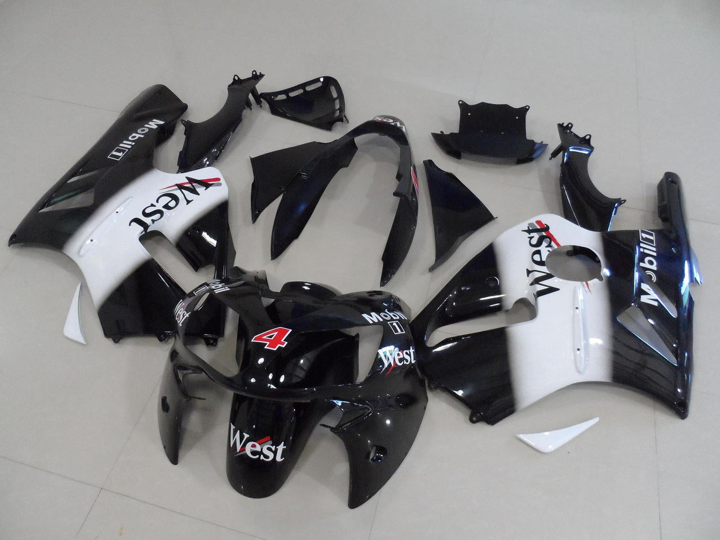 2002-2006 Black White Red West Mobil 4 Kawasaki ZX12R Fairing Kit