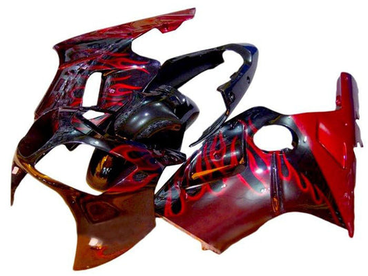 2002-2006 Black Dark Red Flame Kawasaki ZX12R Fairing Kit