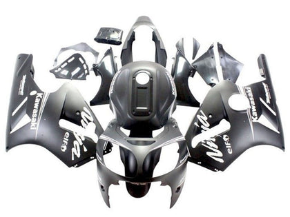 2002-2006 Kawasaki ZX-12R Matte Black White Fairing Kit