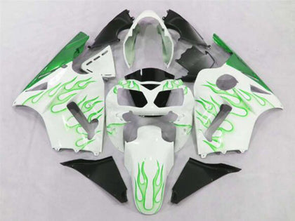 2002-2006 Kawasaki ZX-12R White Green Flame Fairing Kit