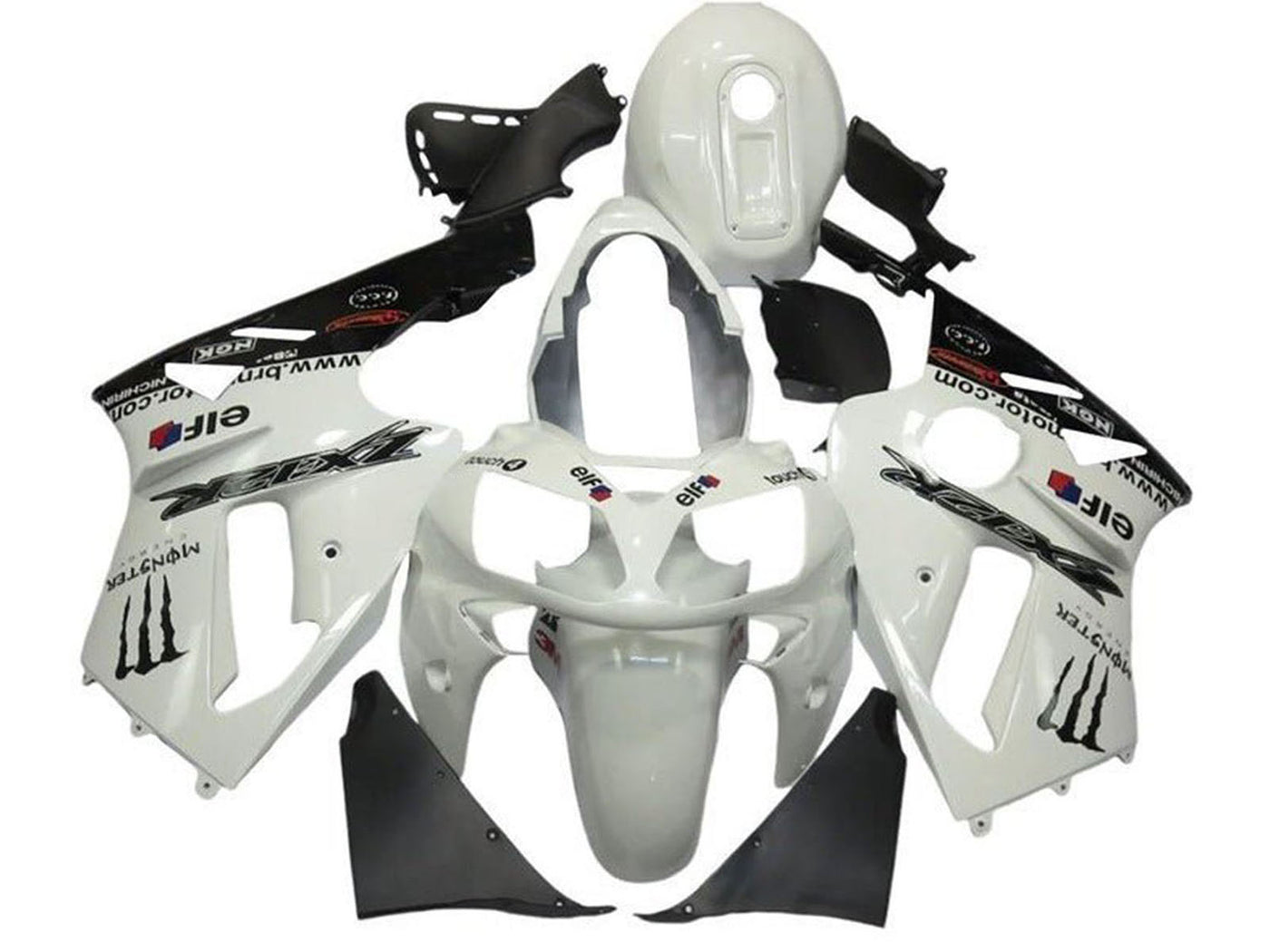 2002-2006 White Monster Kawasaki ZX12R Fairing Kit