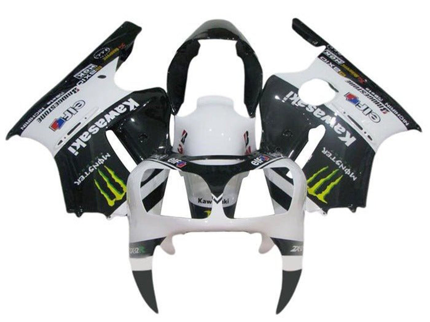 2002-2006 White Black Monster Kawasaki ZX12R Fairing Kit