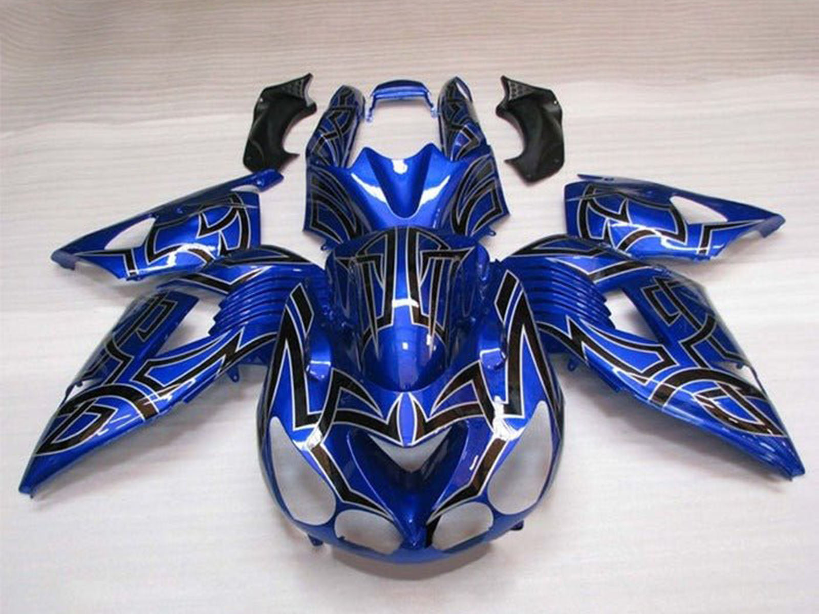 2006-2011 Blue Black Silver Tribal Kawasaki Ninja ZX14R ZZR1400 Fairing Kit