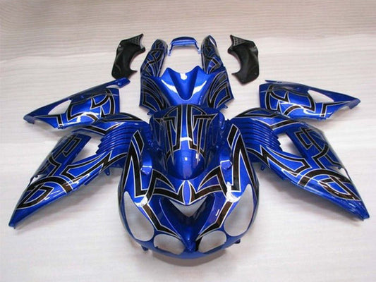 2006-2011 Blue Black Silver Tribal Kawasaki Ninja ZX14R ZZR1400 Fairing Kit