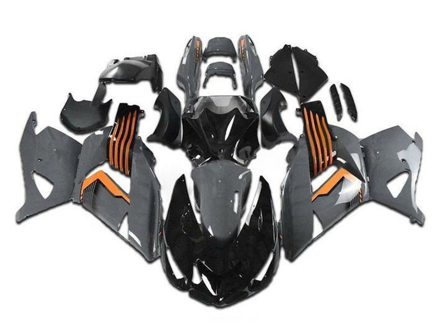 2006-2011 Grey Black Orange Kawasaki Ninja ZX14R ZZR1400 Fairing Kit