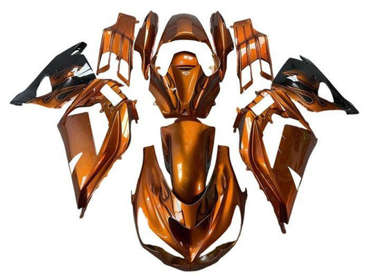 2012-2024 Rust Orange Flame Kawasaki Ninja ZX14R ZZR1400 Fairing Kit