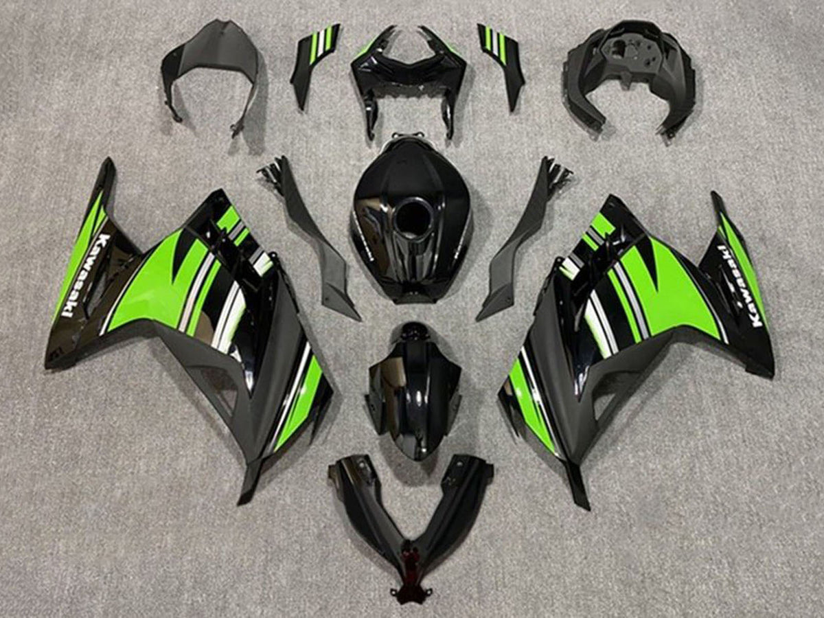 2013-2024 Black Green White Grey Stripe Kawasaki Ninja 300 EX300R Fairing Kit