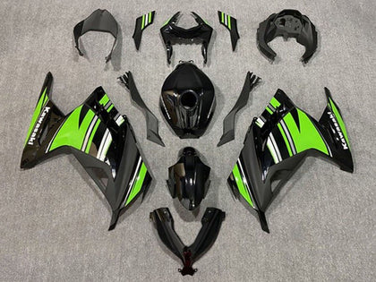 2013-2024 Kawasaki Ninja-300 Black Green White Gray Stripe EX300R Fairing Kit