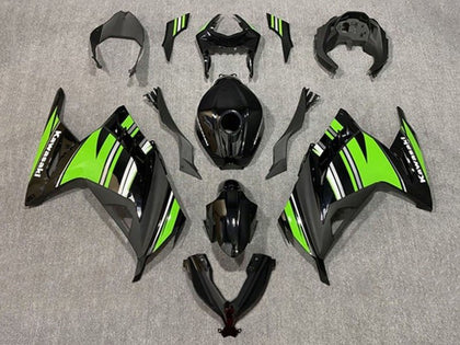 2013-2024 Kawasaki Ninja-300 Black Green White Gray Stripe EX300R Fairing Kit
