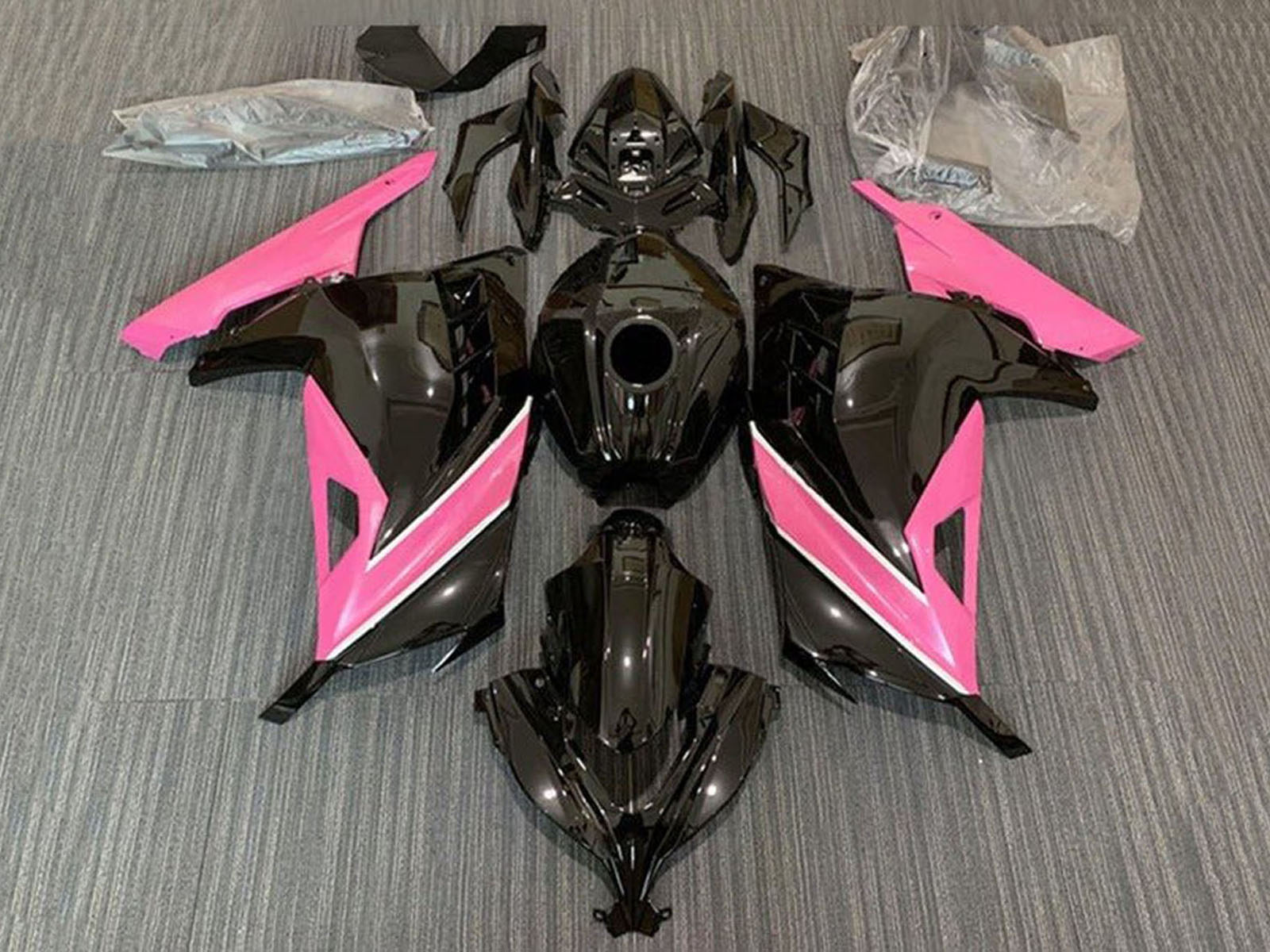 2013-2024 Black Pink White Stripe Kawasaki Ninja 300 EX300R Fairing Kit