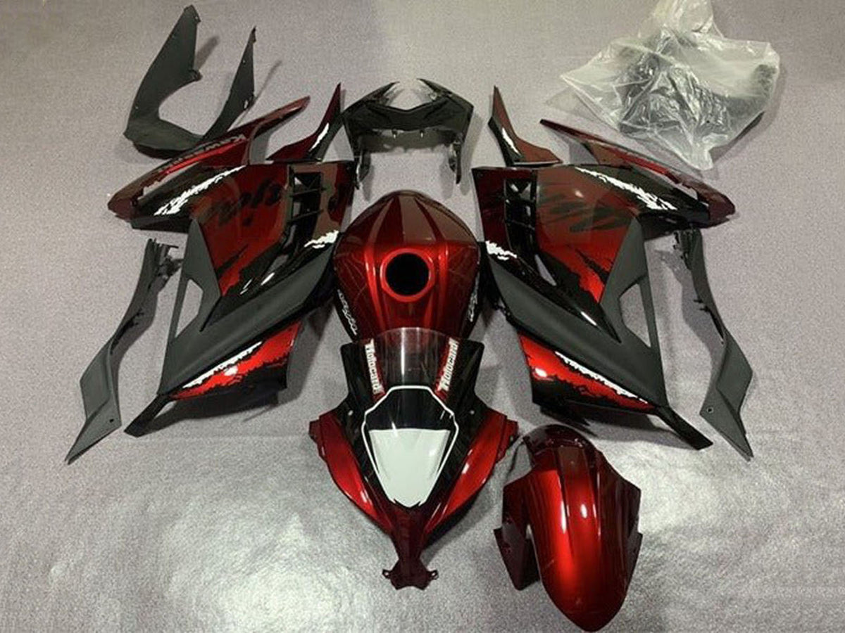 2013-2024 Dark Red Black White Kawasaki Ninja 300 EX300R Fairing Kit