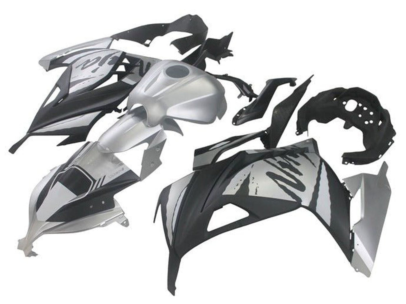 2013-2024 Glossy Silver Matte Black Kawasaki Ninja 300 EX300R Fairing Kit