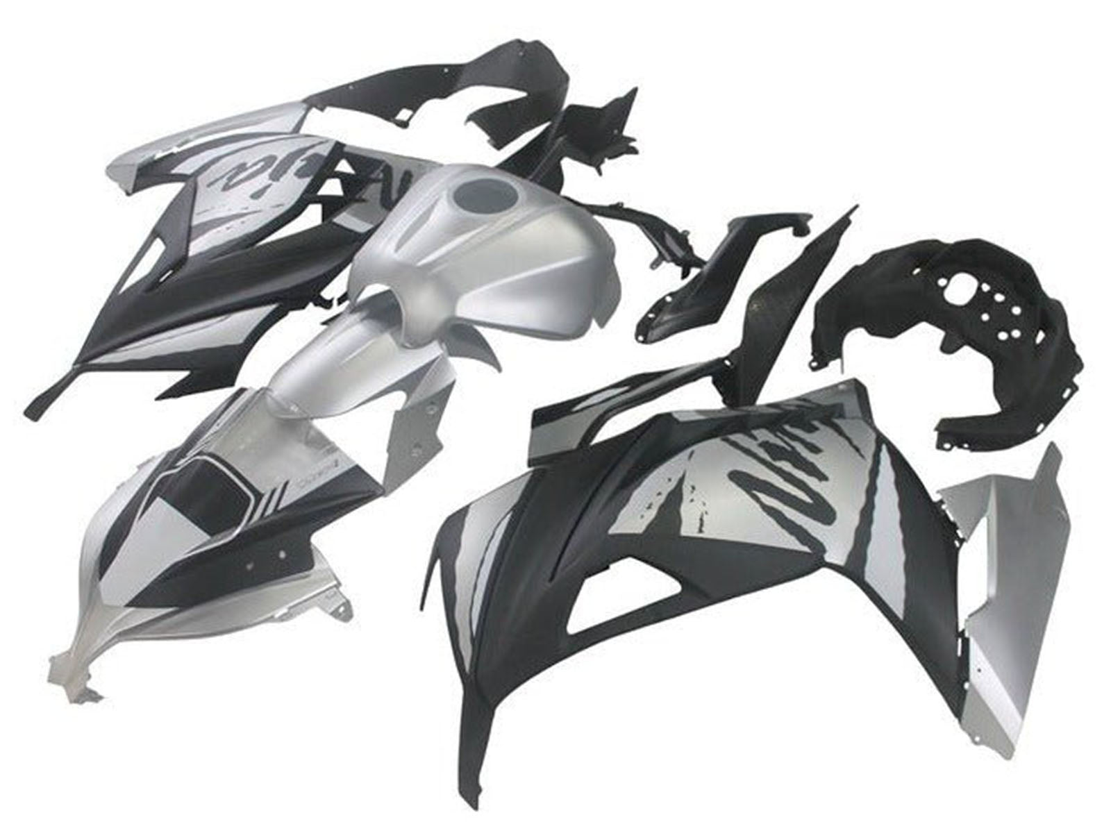 2013-2024 Glossy Silver Matte Black Kawasaki Ninja 300 EX300R Fairing Kit
