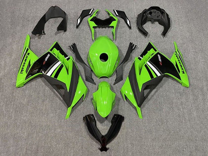2013-2024 Kawasaki Ninja-300 Green Black White Stripe EX300R Fairing Kit