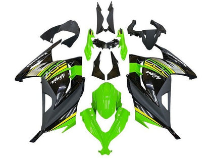 2013-2024 Kawasaki Ninja-300 Green Black Yellow Gray White EX300R Fairing Kit