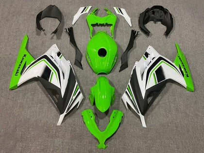 2013-2024 Kawasaki Ninja-300 Green White Black Stripe EX300R Fairing Kit