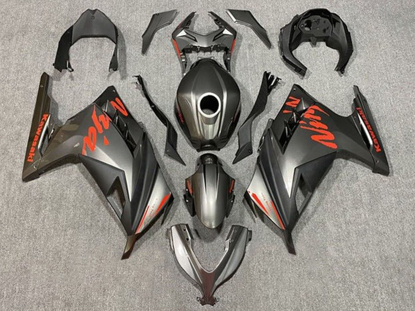 2013-2024 Matte Black Red Kawasaki Ninja 300 EX300R Fairing Kit