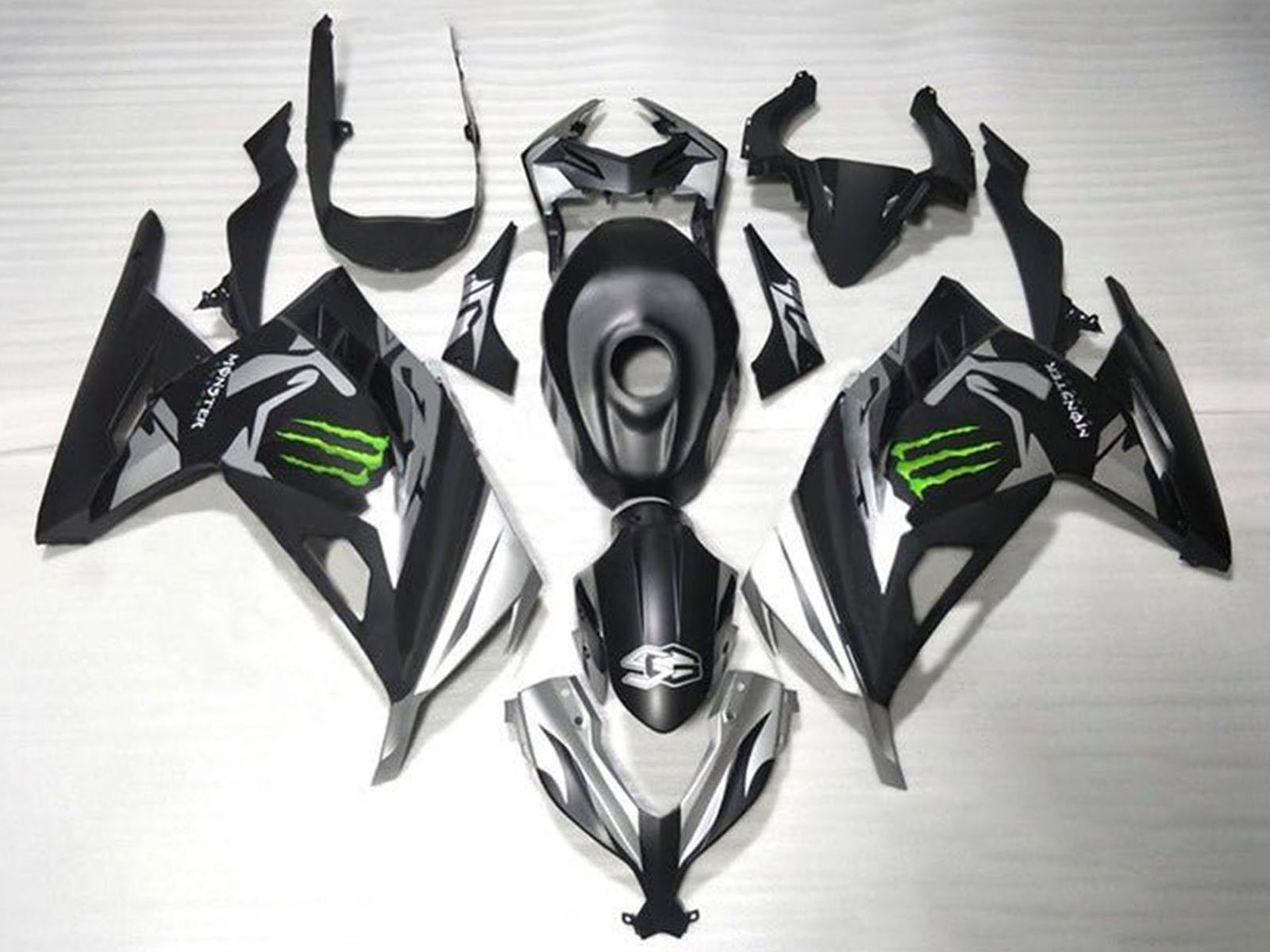 2013-2024 Matte Black Silver Monster Kawasaki Ninja 300 EX300R Fairing Kit