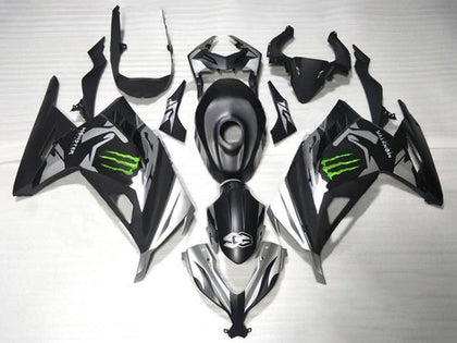 2013-2024 Kawasaki Ninja-300 Matte Black Silver Monster EX300R Fairing Kit
