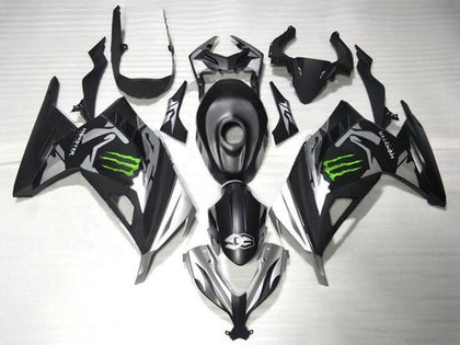 2013-2024 Kawasaki Ninja-300 Matte Black Silver Monster EX300R Fairing Kit