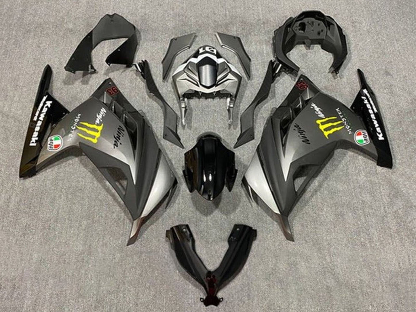 2013-2024 Matte Grey Black Yellow Kawasaki Ninja 300 EX300R Fairing Kit