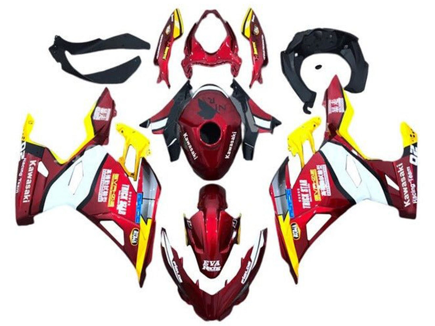 2018-2024 Red Yellow Eva Kawasaki Ninja 400 EX400 Fairing Kit