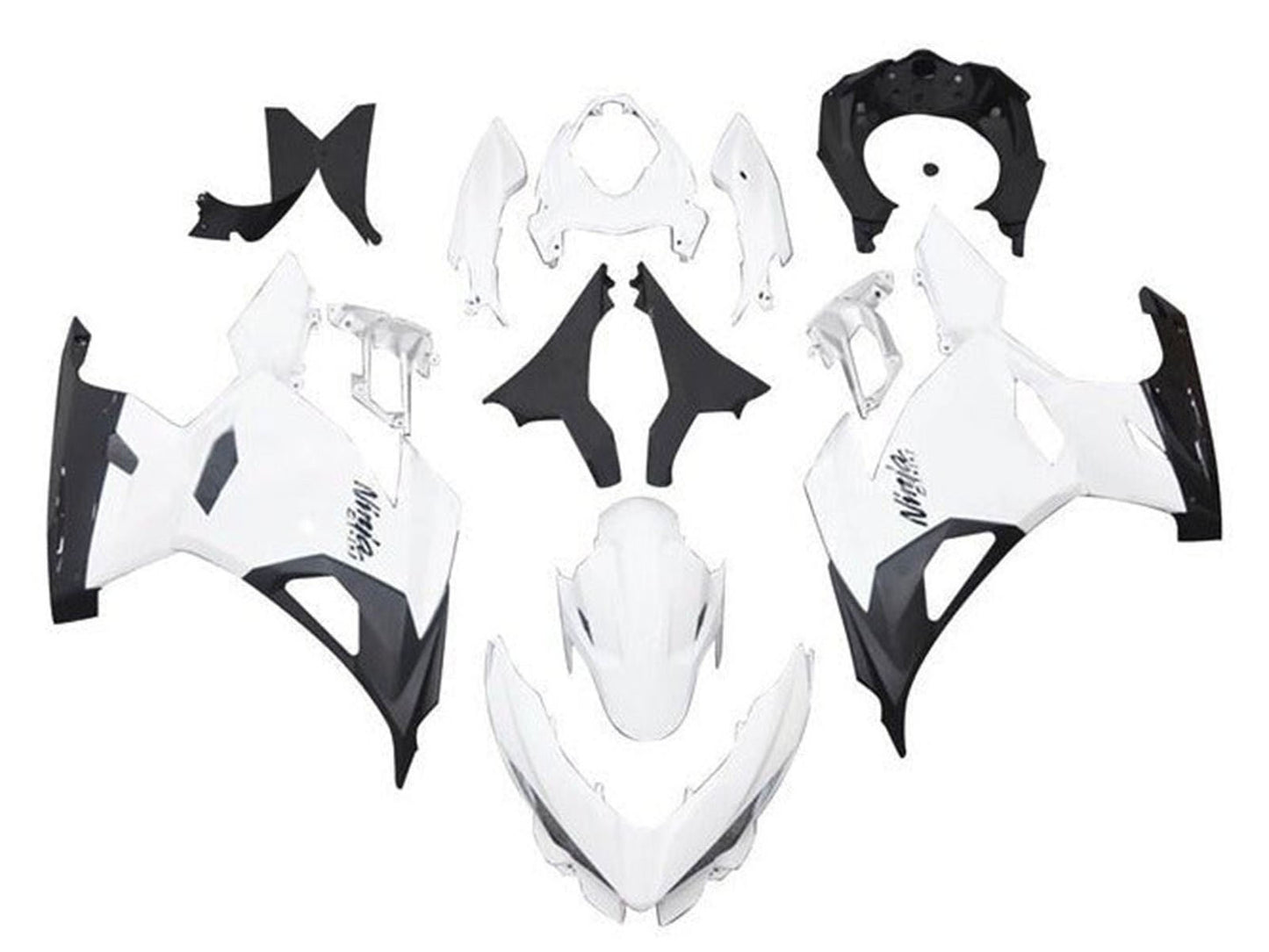 2018-2024 Glossy White Glossy Black Kawasaki Ninja 400 EX400 Fairing Kit