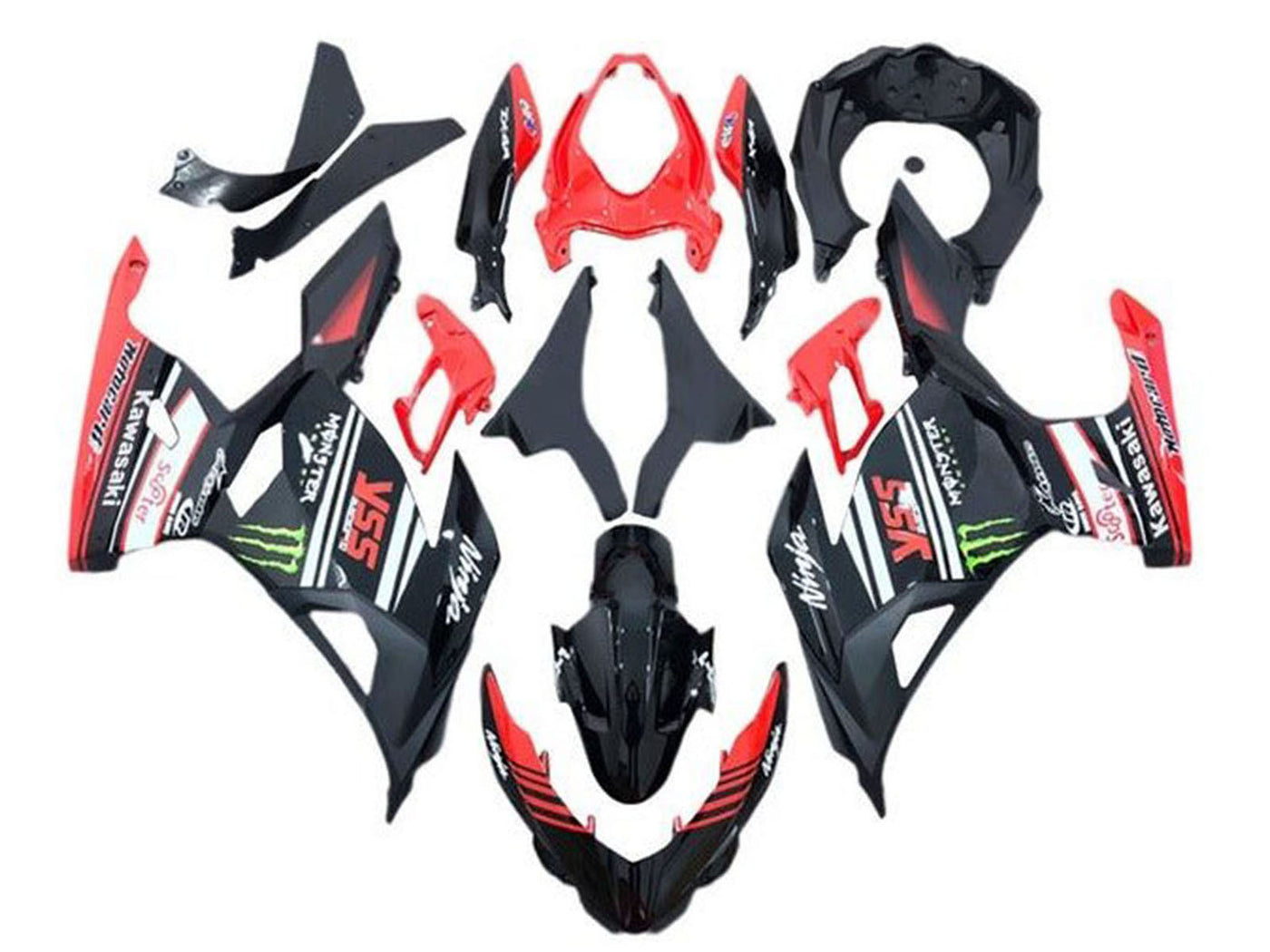 2018-2024 Black Red White Stripe Kawasaki Ninja 400 EX400 Fairing Kit