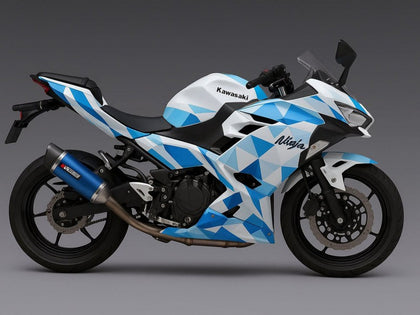2024-2025 Kawasaki Ninja-500 Matte White Blue Geometric EX500R Fairing Kit