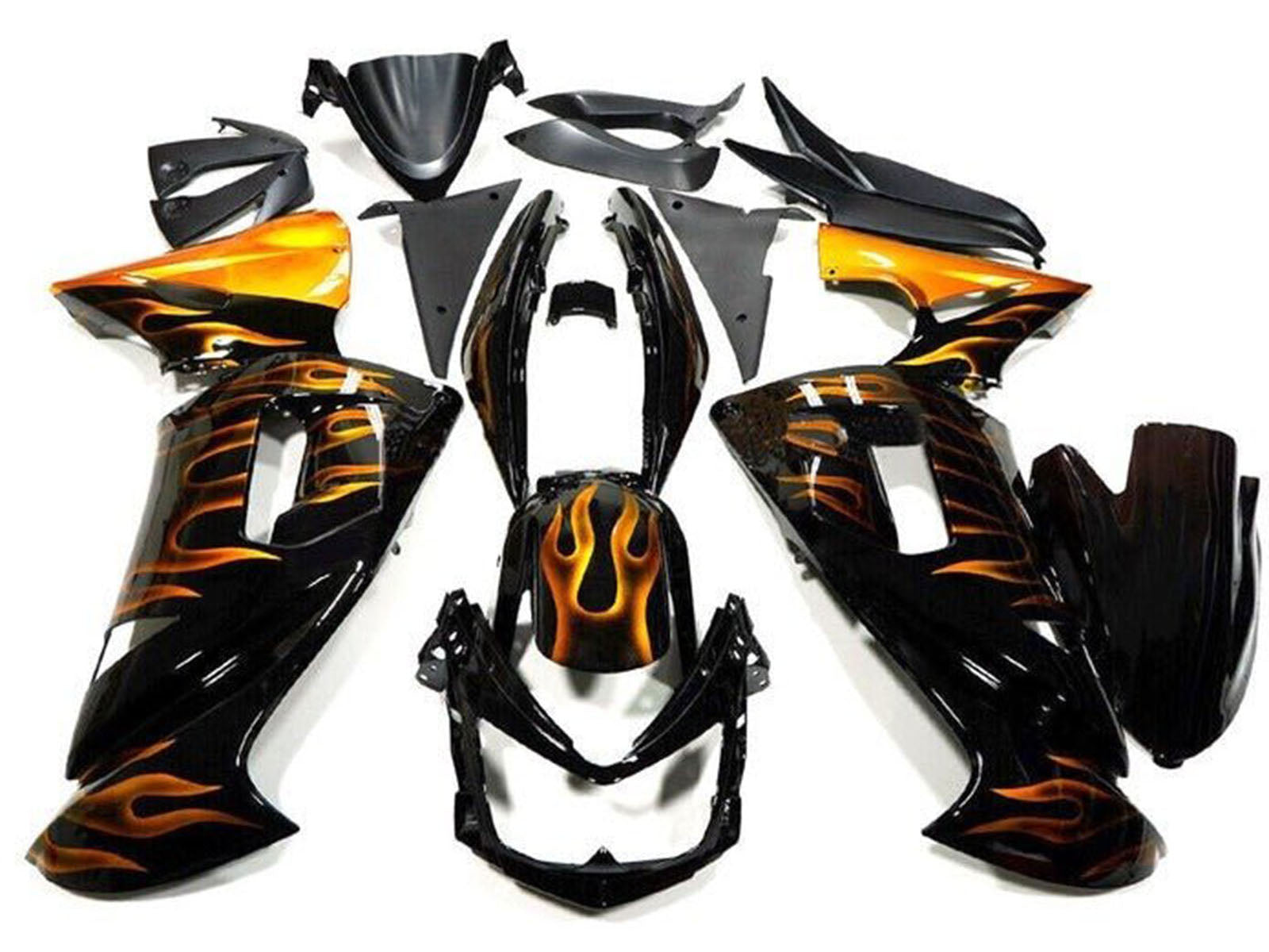 2006-2008 Black Gold Flame Kawasaki Ninja 650 EX650 Fairing Kit