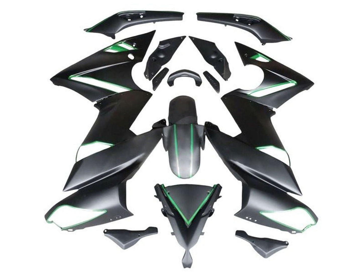 2009-2011 Matte Black Green Stripe Kawasaki Ninja 650 EX650 Fairing Kit
