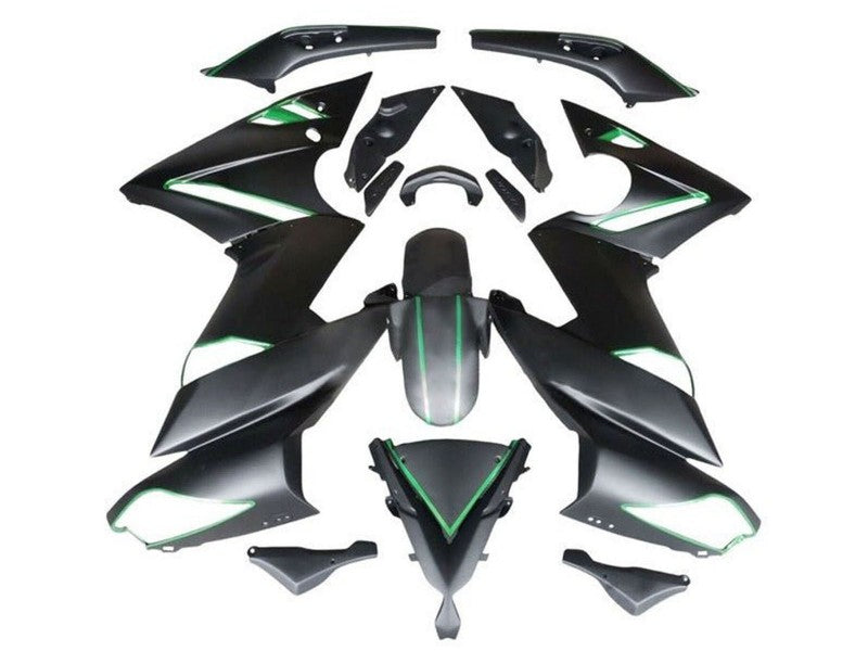 Purchase 2009-2011 Matte Black Green Stripe Kawasaki Ninja 650 EX650 Motorcycle Fairings UK