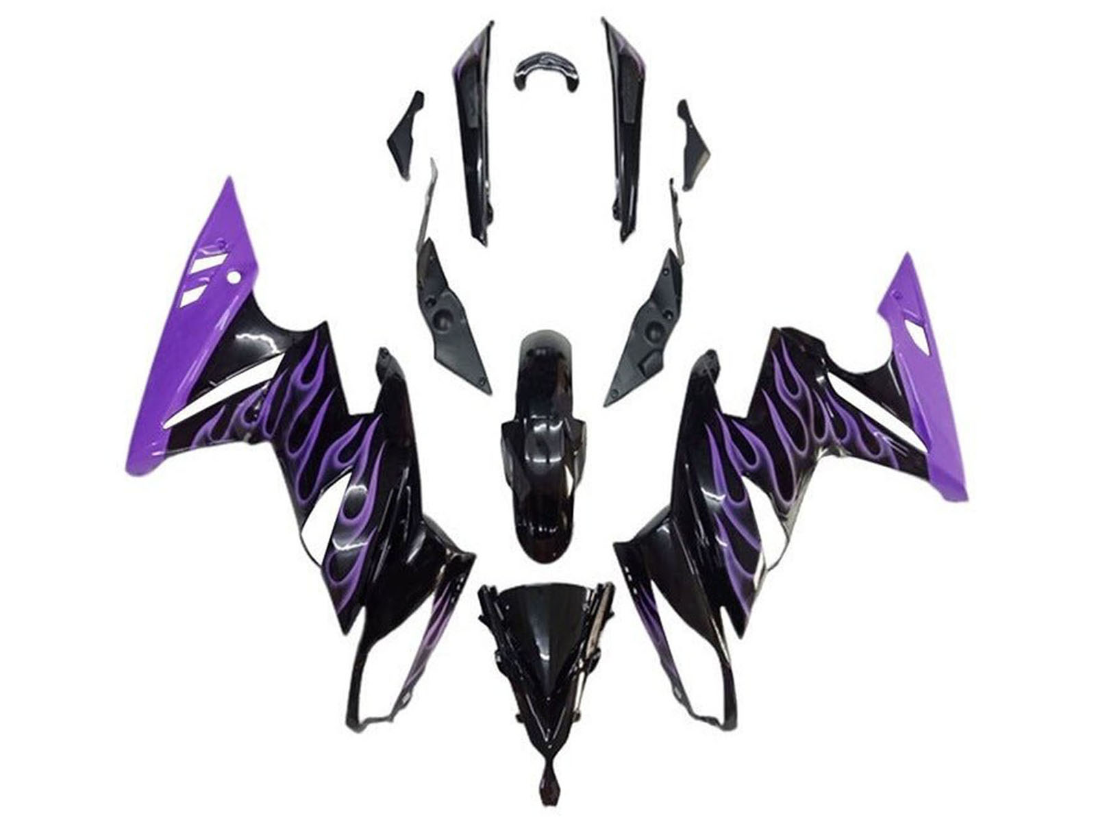 2009-2011 Black Purple Flame Kawasaki Ninja 650 EX650 Fairing Kit