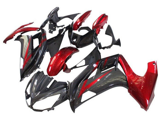 2012-2016 Faux Carbon Fiber Red Kawasaki Ninja 650 EX650 Fairing Kit