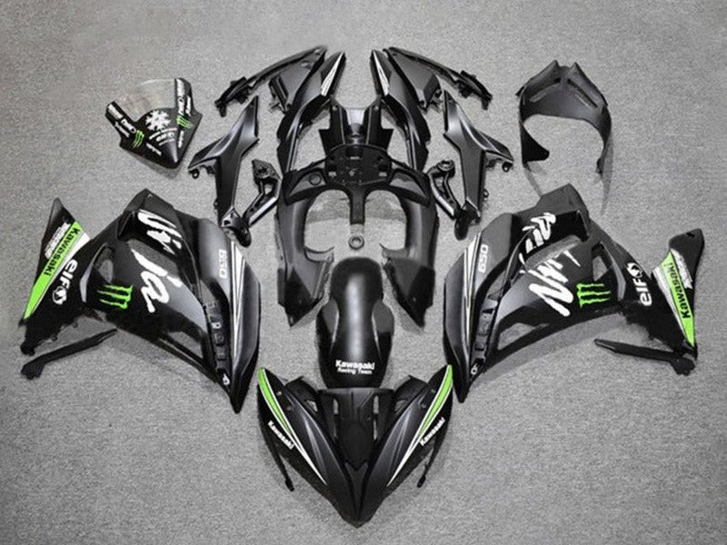 Purchase 2017-2019 Matte Black Green White Monster Kawasaki Ninja 650 EX650 Motorcycle Fairings UK