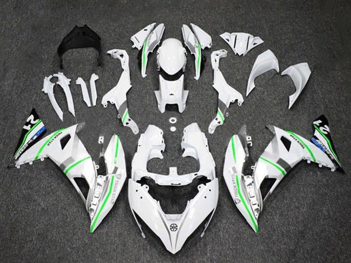 2017-2019 White Silver Green Ninja 650 EX650 Fairing Kit