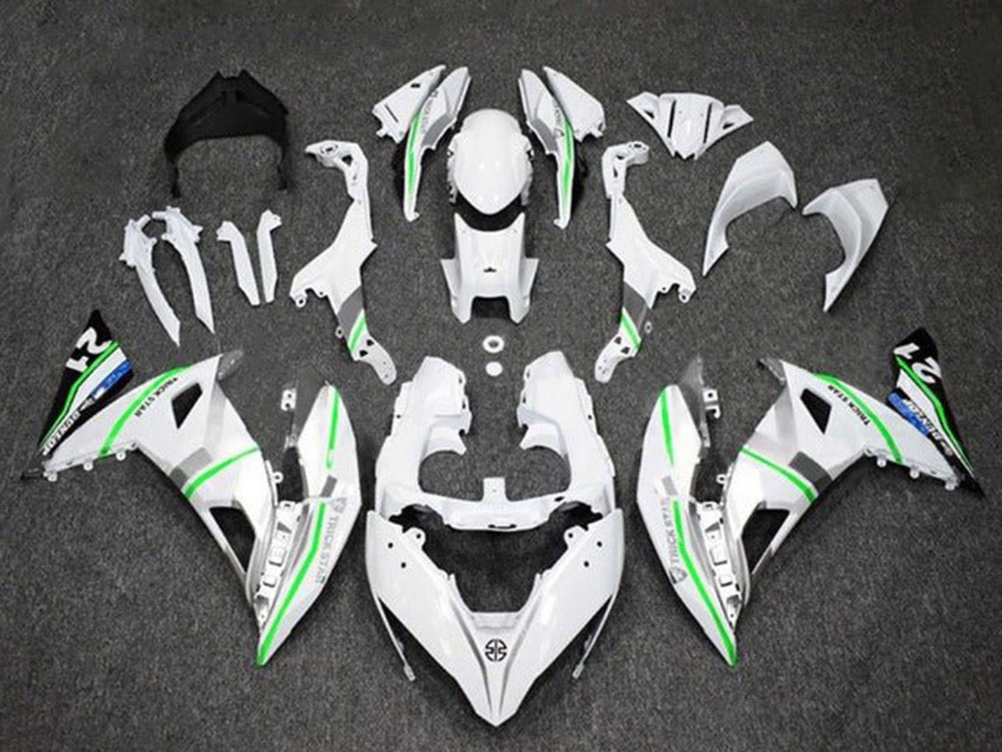 2017-2019 White Silver Green Ninja 650 EX650 Fairing Kit