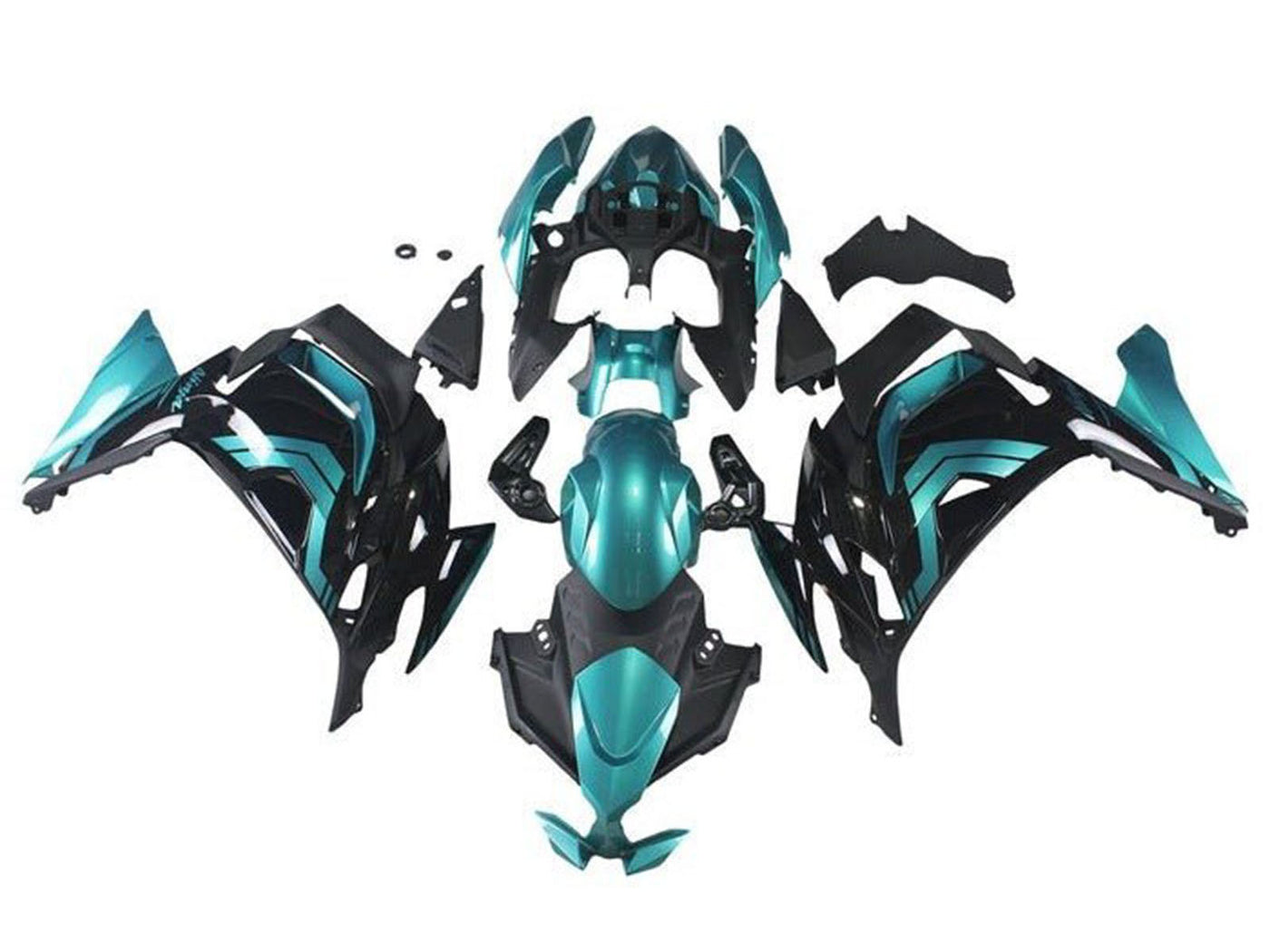 2020-2024 Black Teal Ninja 650 EX650 Fairing Kit
