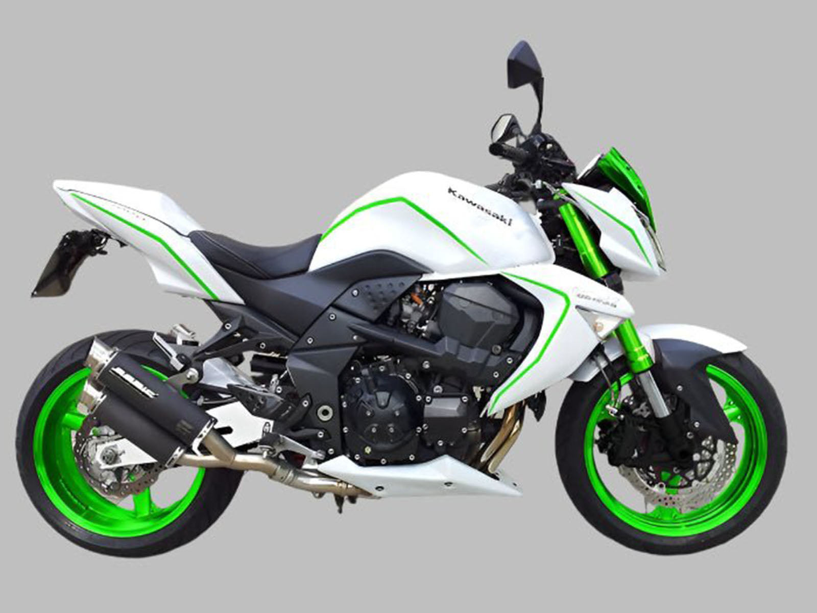 2007-2009 White Green Kawasaki Z1000 Fairing Kit