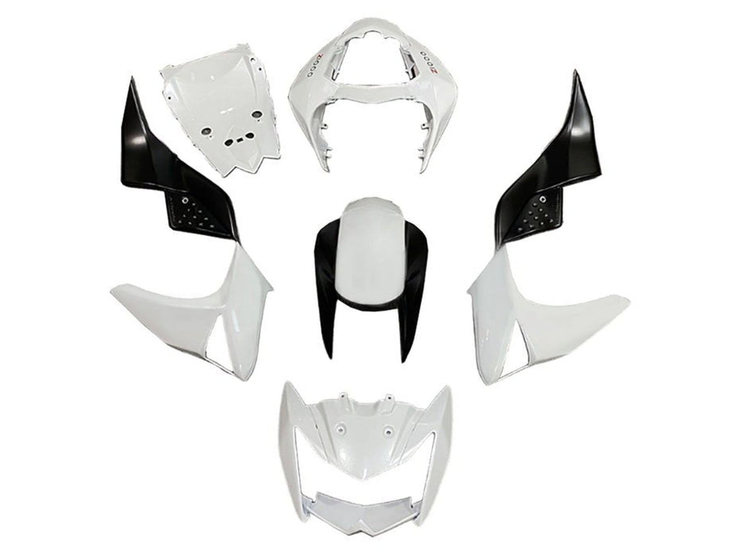 2007-2009 White Black Kawasaki Z1000 Fairing Kit