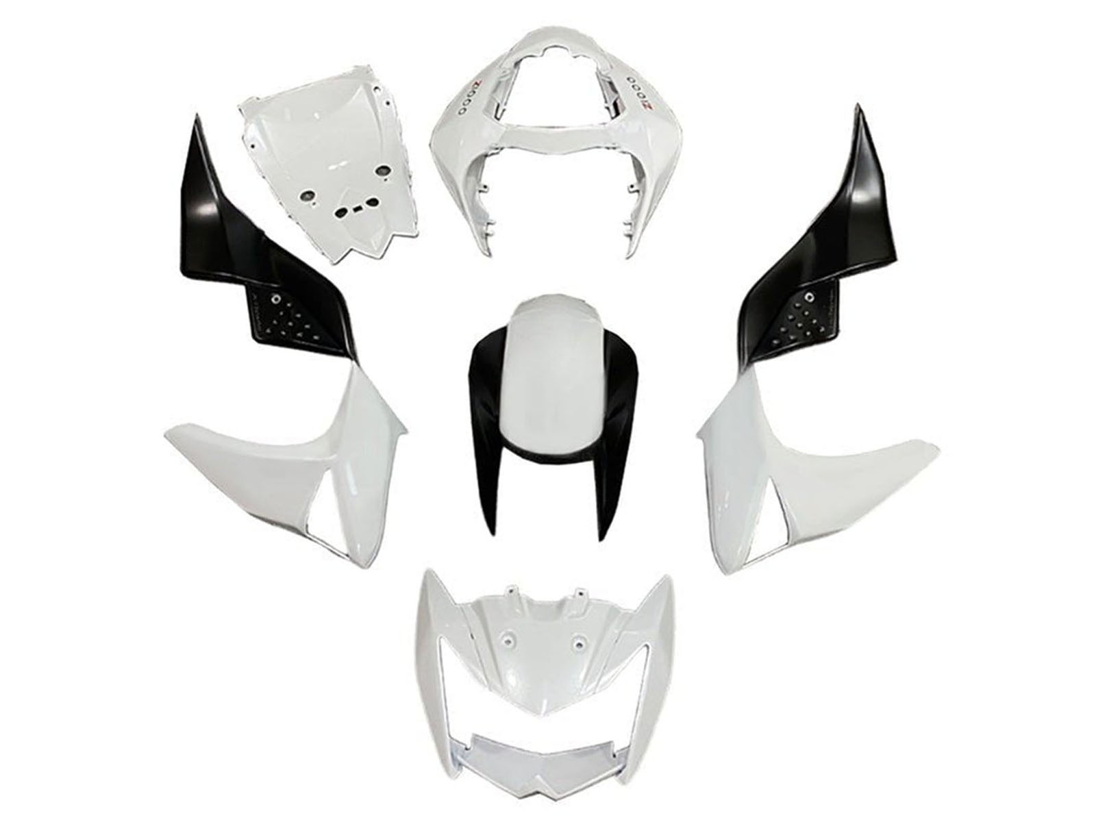 2007-2009 White Black Kawasaki Z1000 Fairing Kit