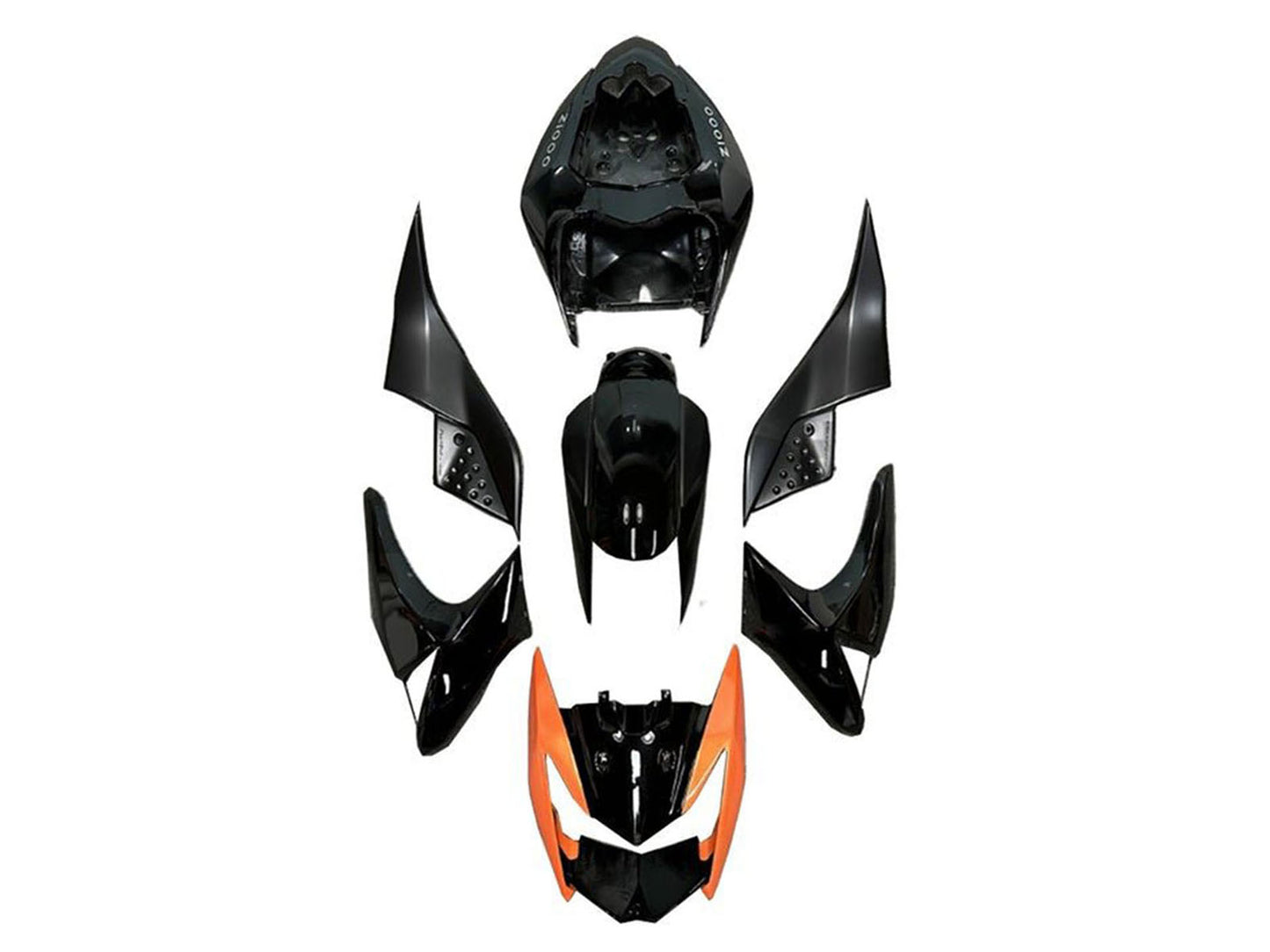 2007-2009 Black Orange Kawasaki Z1000 Fairing Kit