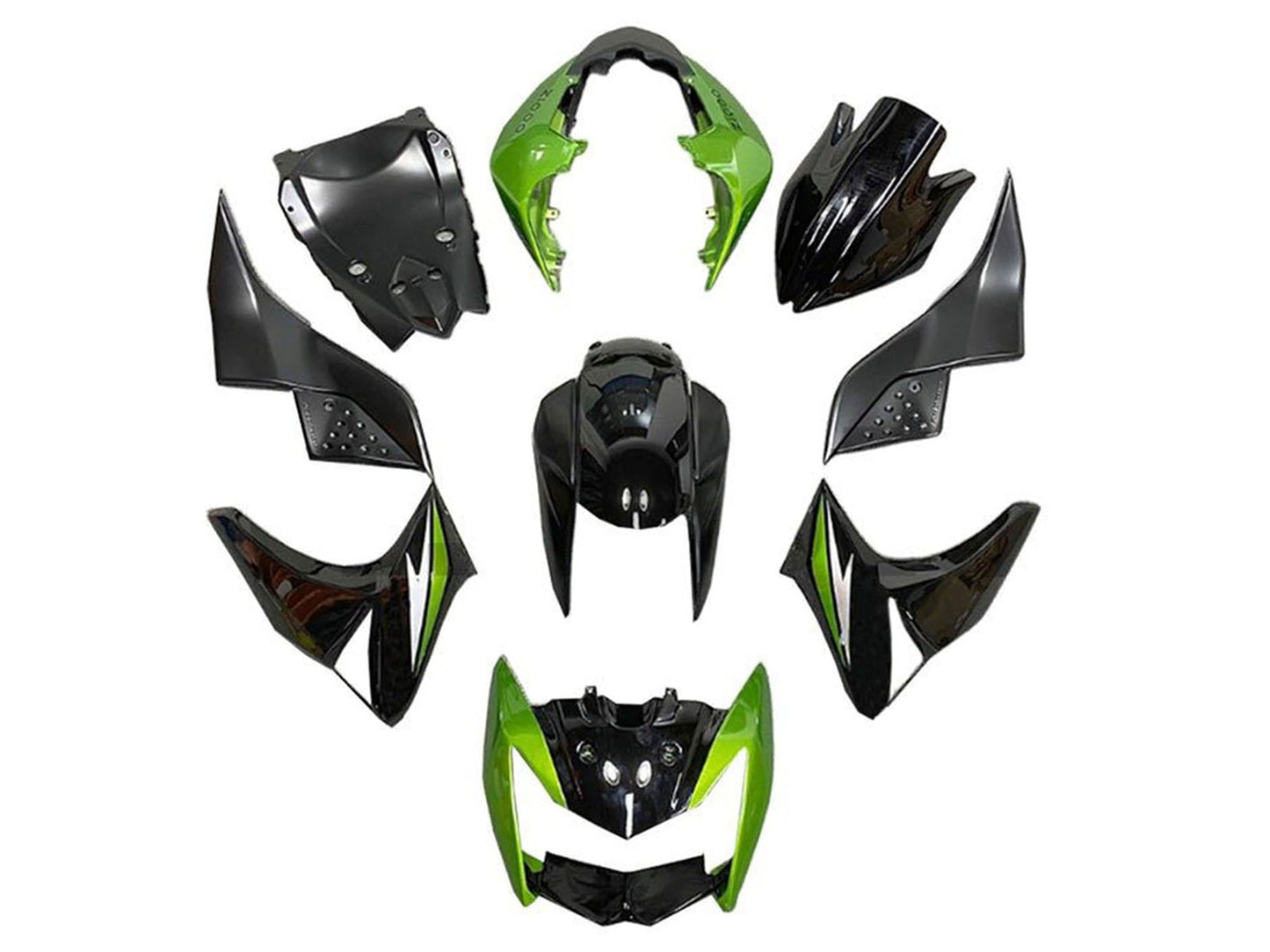 2007-2009 Black Green Silver Kawasaki Z1000 Fairing Kit