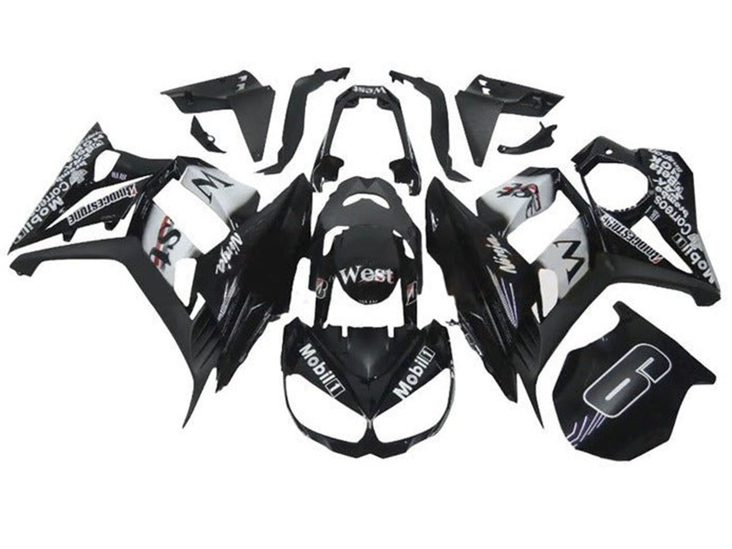 2010-2016 Black White West Kawasaki Z1000SX Fairing Kit