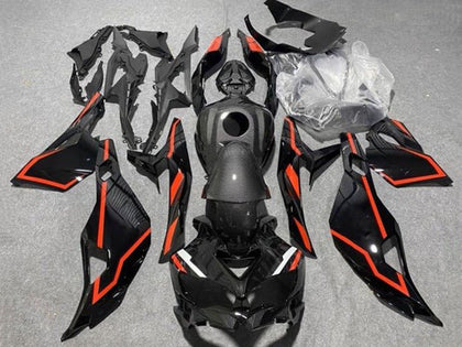 2019-2025 Kawasaki ZX25R / 25R Faux Carbon Fiber Black Red Zx Fairing Kit