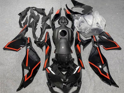 2019-2025 Kawasaki ZX25R / 25R Faux Carbon Fiber Black Red Zx Fairing Kit