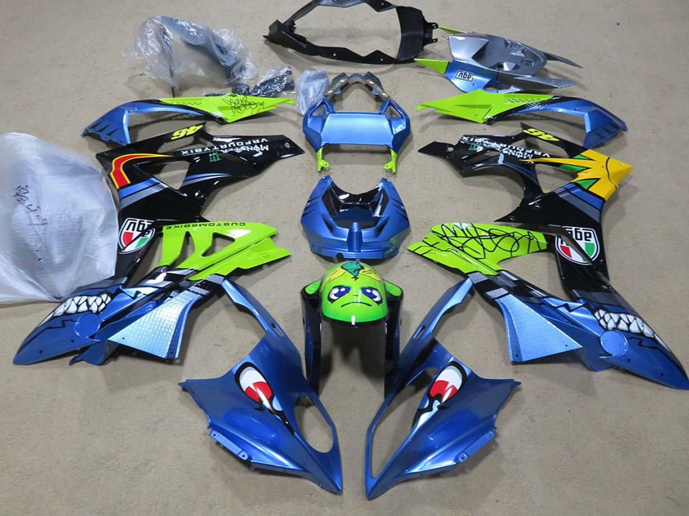 2009-2014 Blue Black Green Shark BMW S1000RR Fairing Kit