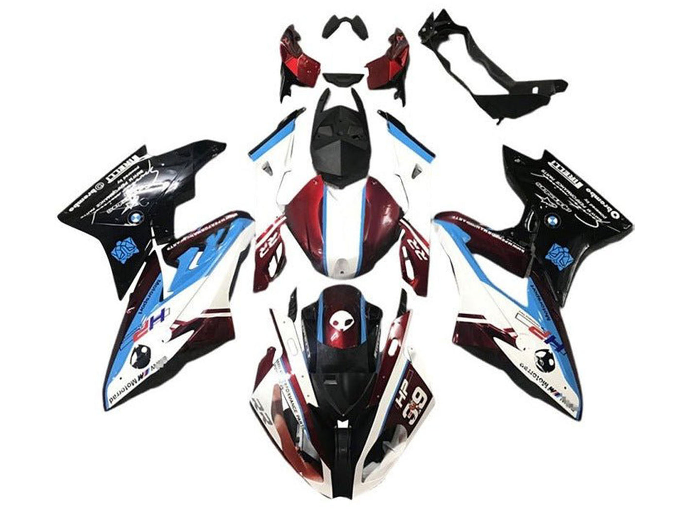 2017-2018 Dark Red White Blue Black BMW S1000RR Fairing Kit