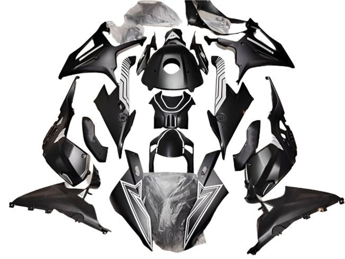 2019-2022 Matte Black White Lines BMW S1000RR Fairing Kit