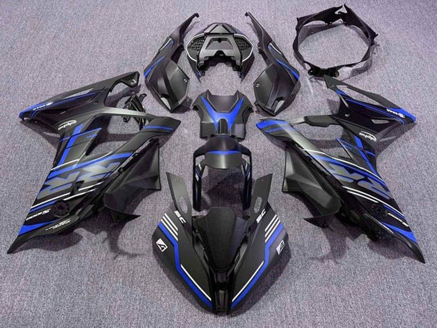 2019-2022 Matte Black Blue White Stripe BMW S1000RR Fairing Kit